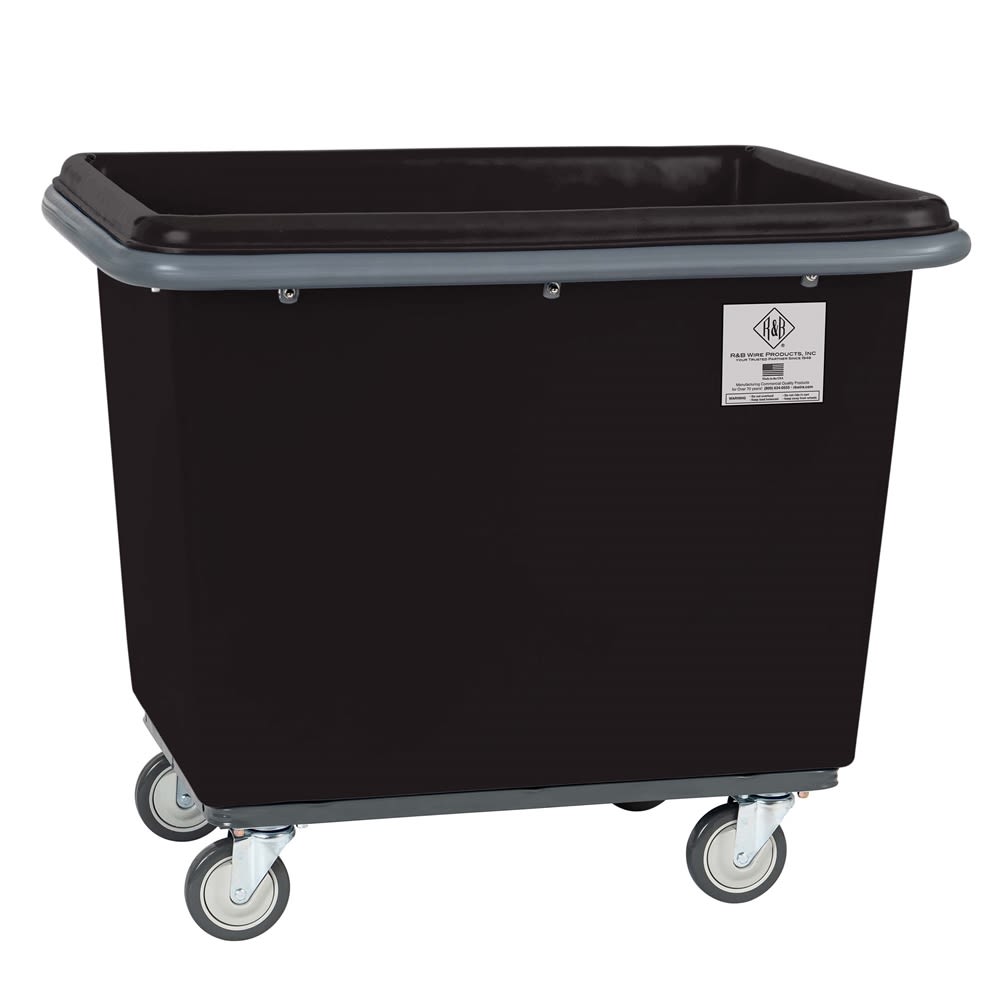 R&B Wire 10 Bushel Poly Bumper Truck, All Swivel Casters, Black